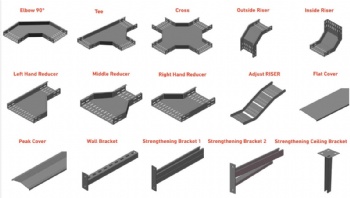 Perforated Cable Trays & Full Matching Fittings Elbow Tee Cross Riser Reducer Bracket Clamp